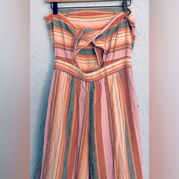 American Eagle Outfitters Wide Leg Pink and Orange Striped Jumpsuit - Picture 8 of 10